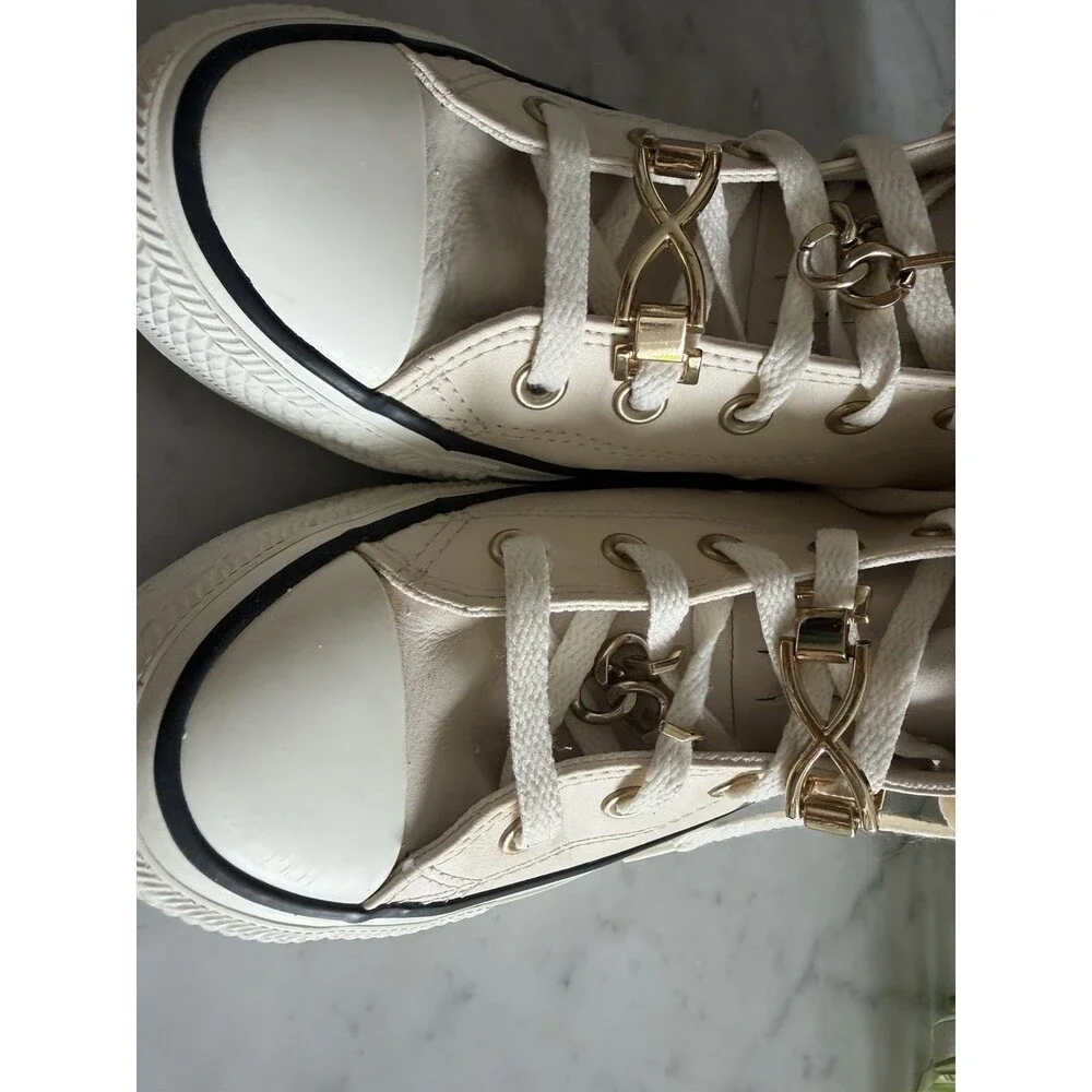 Converse Chuck Taylor All Star High Top Natural Ivory Gold Chain Crown EUC 7.5
